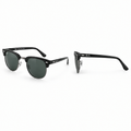 Black silver-tone browline sunglasses without lens stickers in main and side views