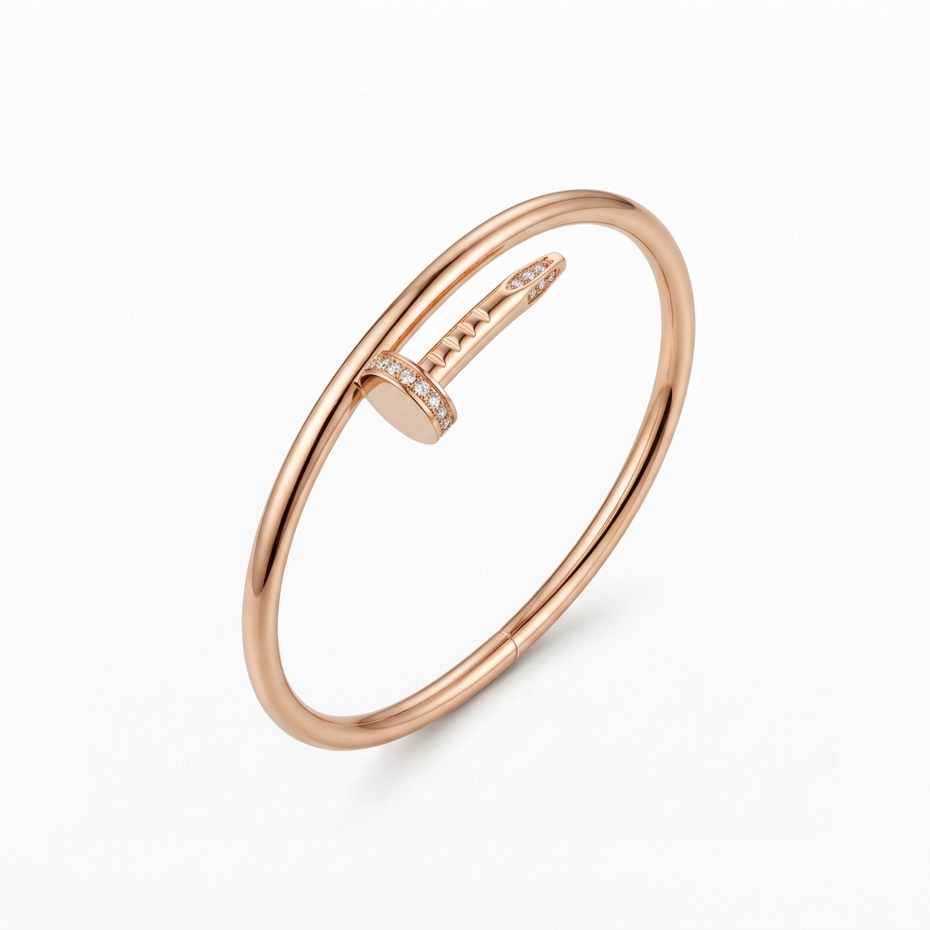Rose-gold-tone stone-detail nail bracelet on white