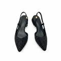Women's Rhinestone Pointed-Toe Slingback Flat Sandal - Black Ghost Mannequin