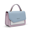 Powder blue lilac and white colour-block top-handle bag on white