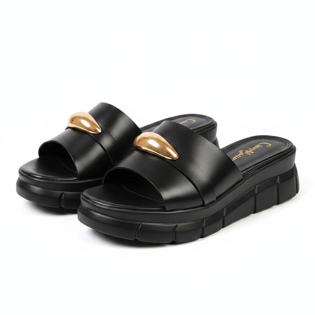 JL-3552 Women's Platform Slide – Black Ghost Mannequin