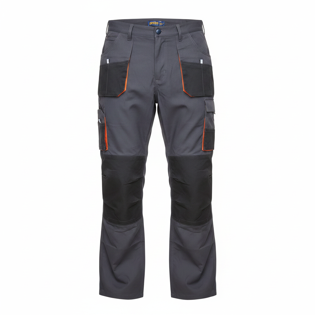 Grey Cargo Trousers – Ghost Mannequin Front