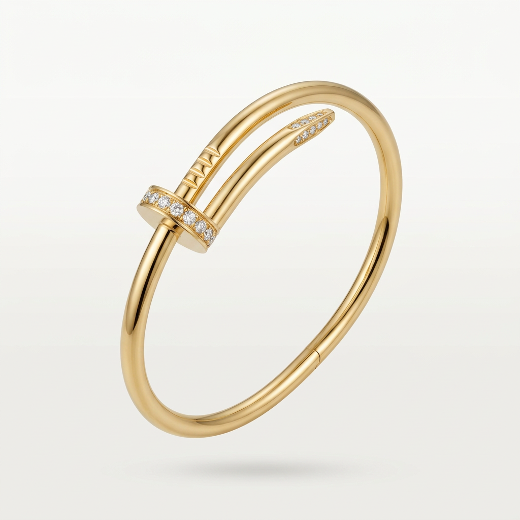 Gold-colour stone-accent nail bracelet on white