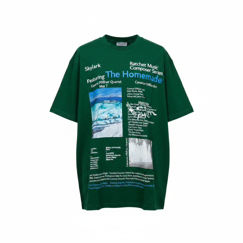 Unisex forest green editorial all-over print graphic tee – ghost mannequin front view