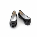 Women's black croc-embossed round-toe bar buckle ballet flat - ghost mannequin pair view