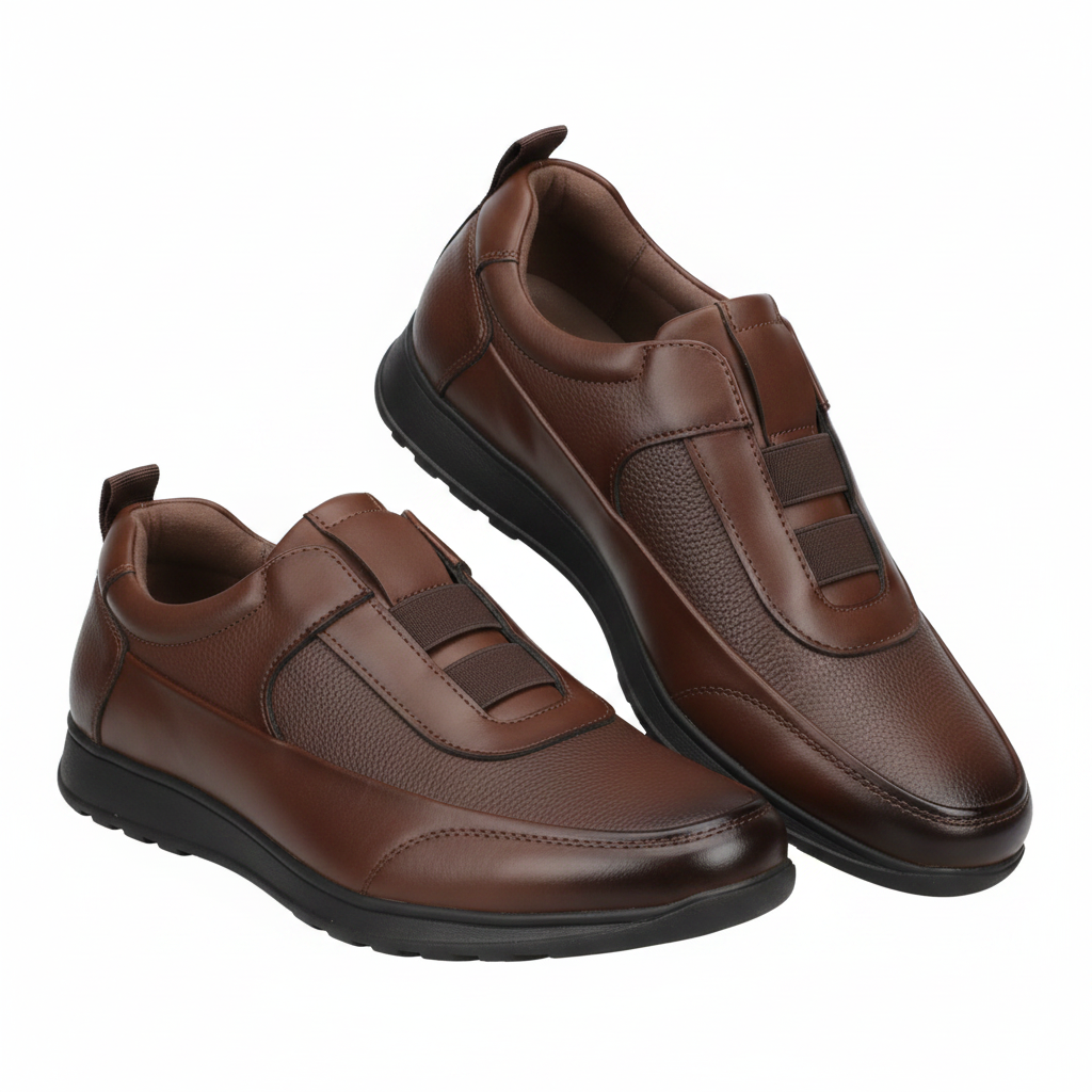 Men's Brown Pebbled Leather Velcro Comfort Shoe – Ghost Mannequin