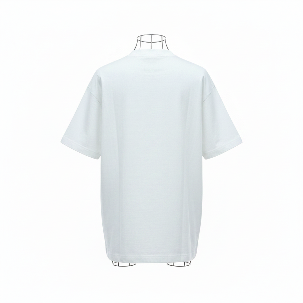White Five Graphic Oversized Tee - Ghost Mannequin Back
