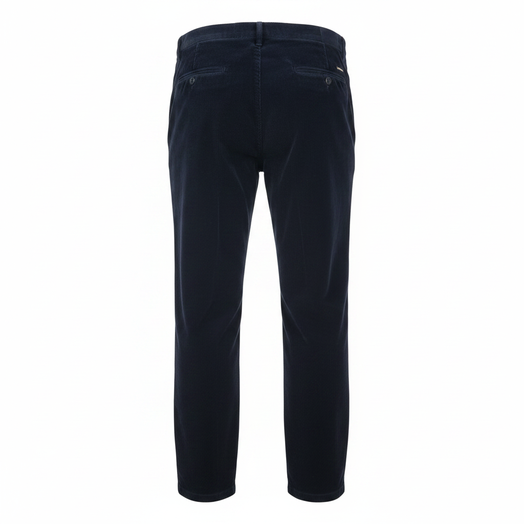 Navy Blue Corduroy Trousers – Ghost Mannequin Back