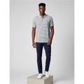 Grey Navy Striped Polo Shirt - Model Front