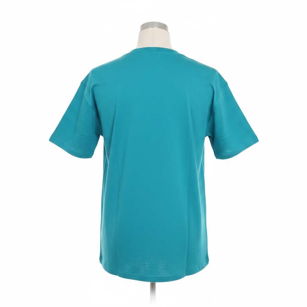 Teal Abstract Graphic Short-Sleeved Shirt - Ghost Mannequin Back