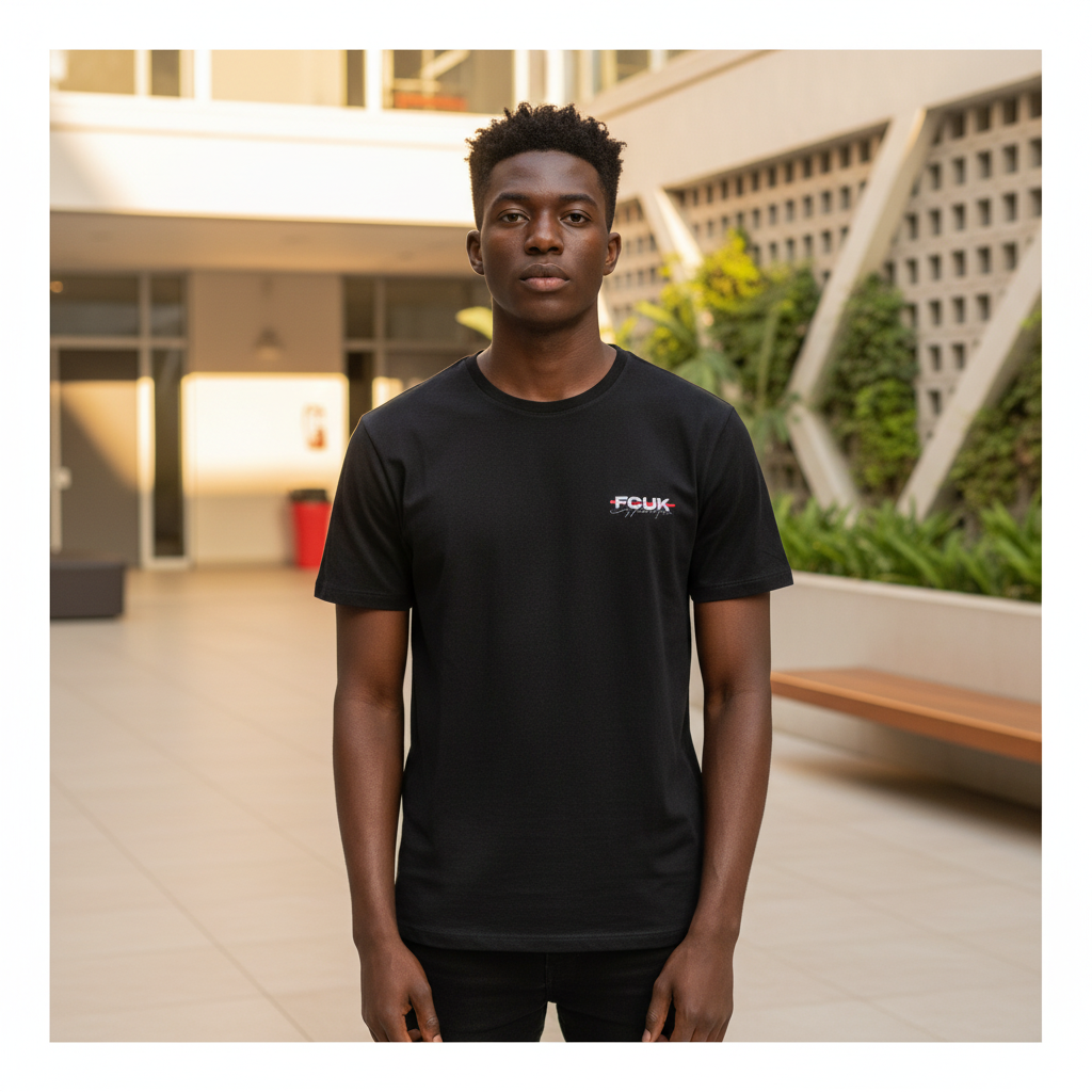 FCUK Graphic Tee Black – Front Model View