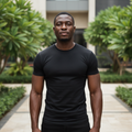 Black Crew Neck Tee - Model Front