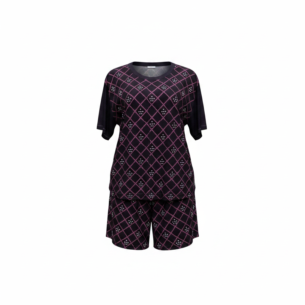 Women's Dark Purple Diamond Print Co-ord Set — Ghost Mannequin