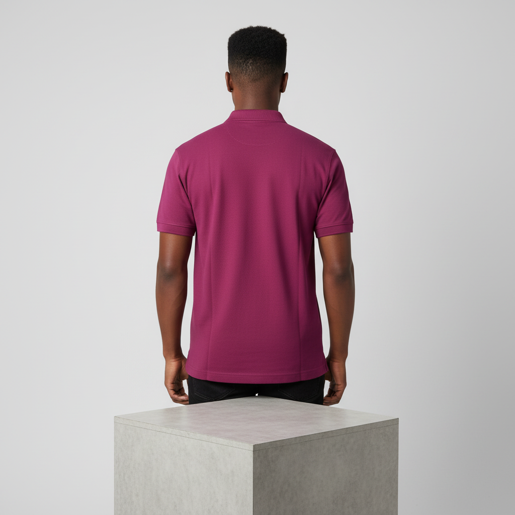 Magenta Polo Shirt – Model Back