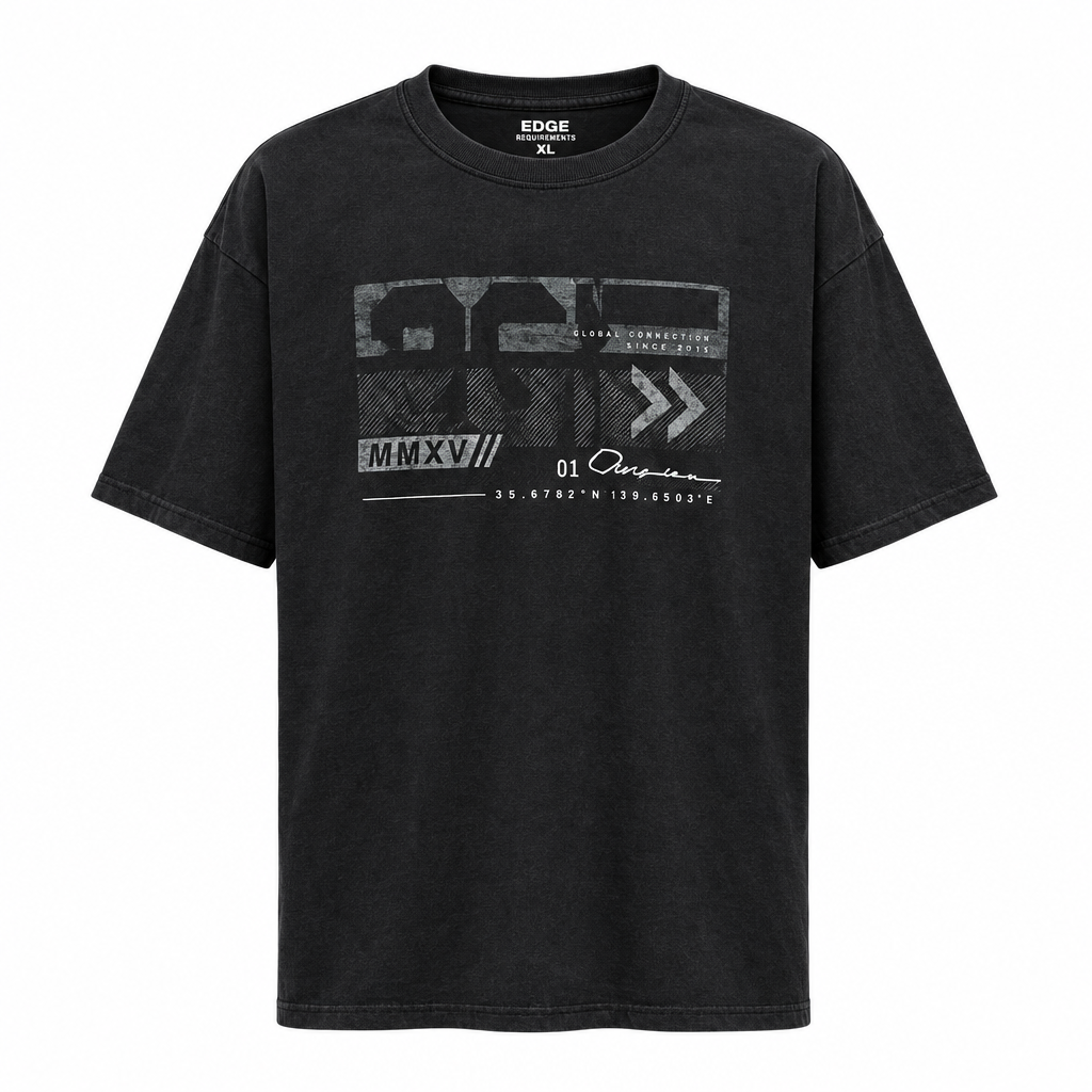 MMXV Global Connection Tonal Graphic Tee Charcoal – Catalog Shot