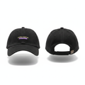 Black dark charcoal suede-texture dad cap front and back view product shot