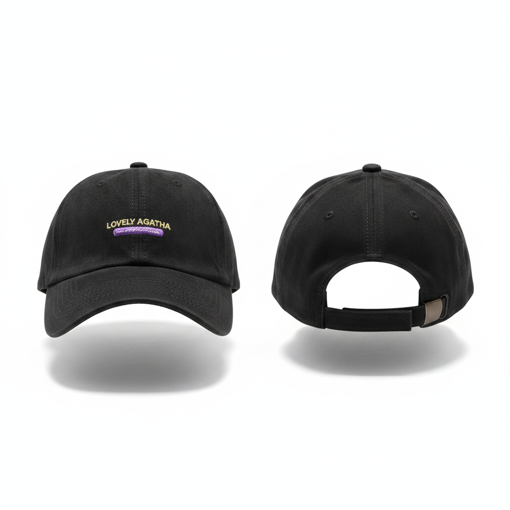 Black dark charcoal suede-texture dad cap front and back view product shot