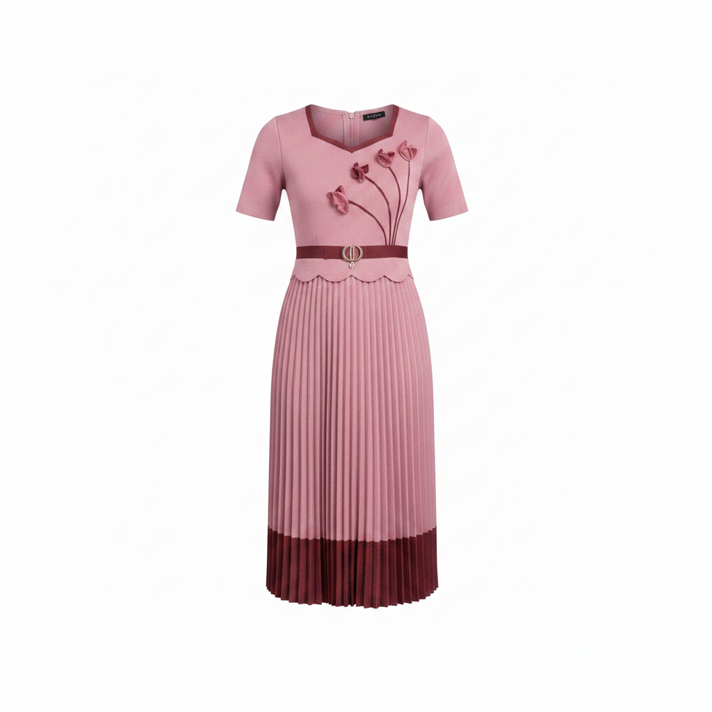 Ghost mannequin – Ntiwi Collection Dusty Pink Miyaki Pleated Midi Dress