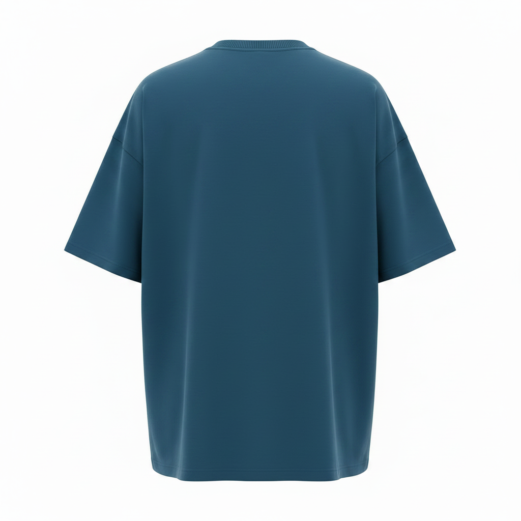 Teal Blue Grimmark Gothic Graphic Oversized Tee - Ghost Mannequin Back
