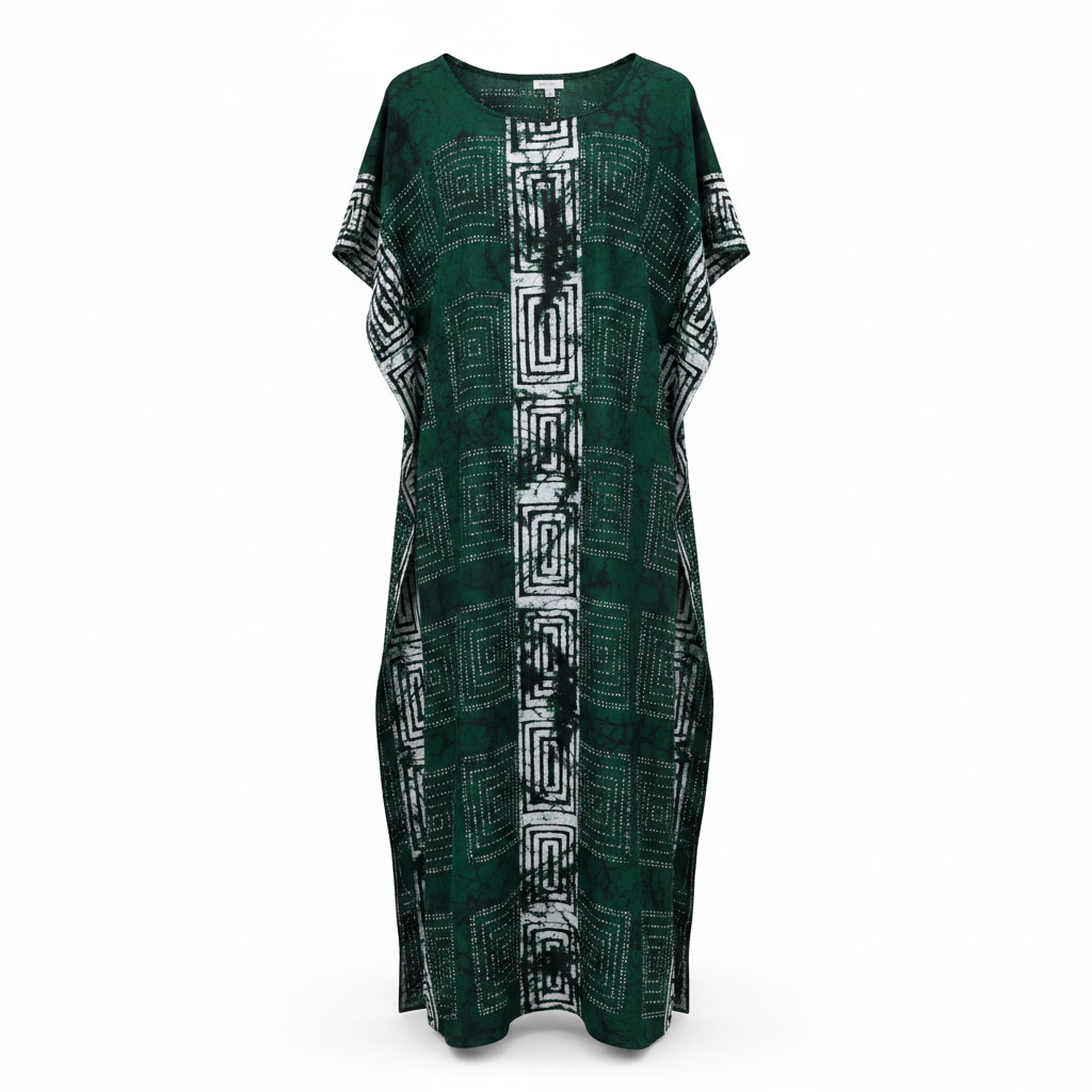 Ghost mannequin – Bose Ventures Forest Green Geometric Print Boubou Kaftan