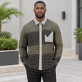 Men's olive black patchwork plaid shirt on Black Nigerian model