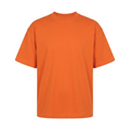 Plain orange crew-neck T-shirt on an invisible mannequin