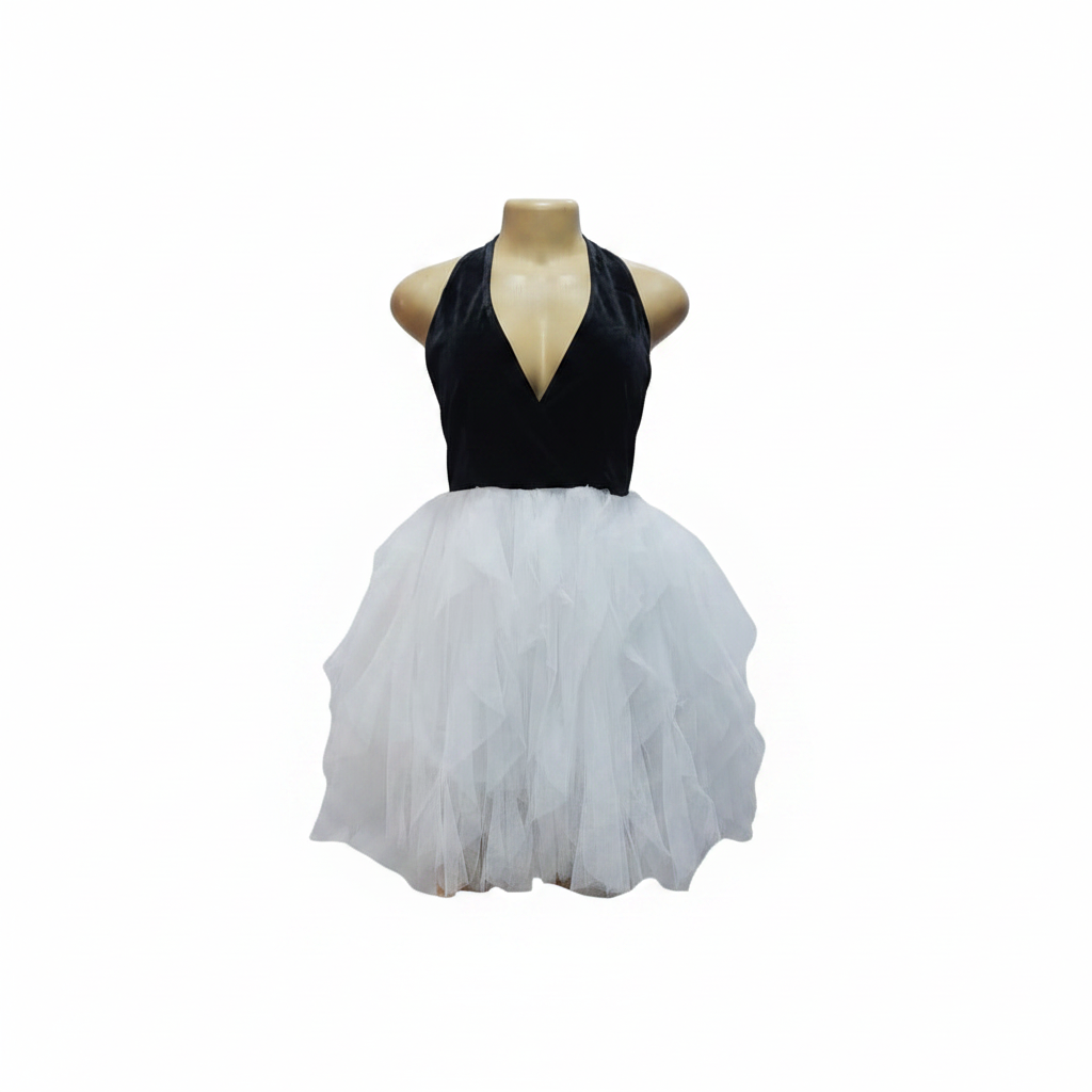 Black White Velvet Tulle Halter Mini Dress – Ghost Mannequin