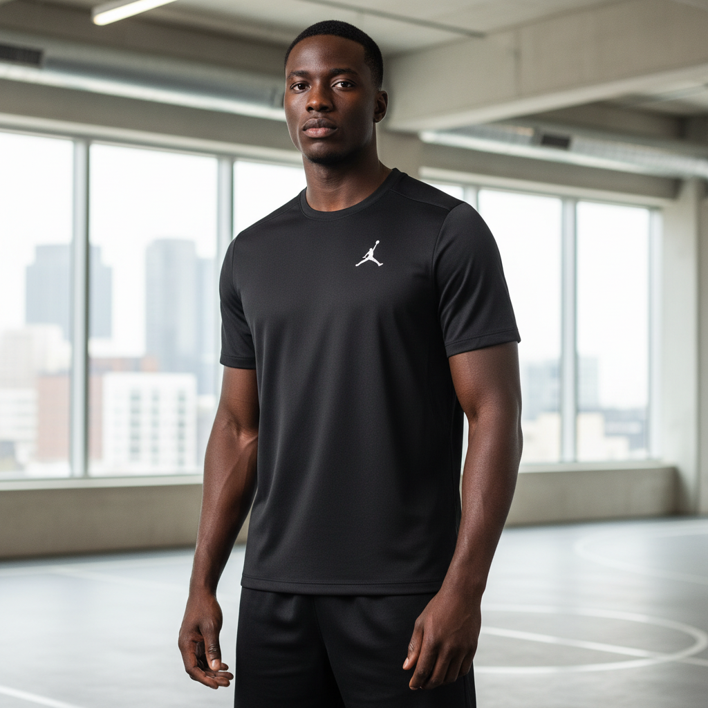 Black Nigerian male model wearing black comfy sport jersey