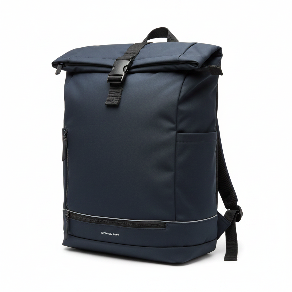 Daniel Ray Navy Roll-Top Canvas Backpack – Product Shot