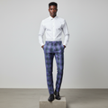 Purple Navy Tartan Trousers – Front Model