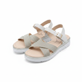 Women's silver glitter cross-strap platform sandal ghost mannequin pair view