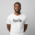 Our City Script Graphic Tee – Model Front View
