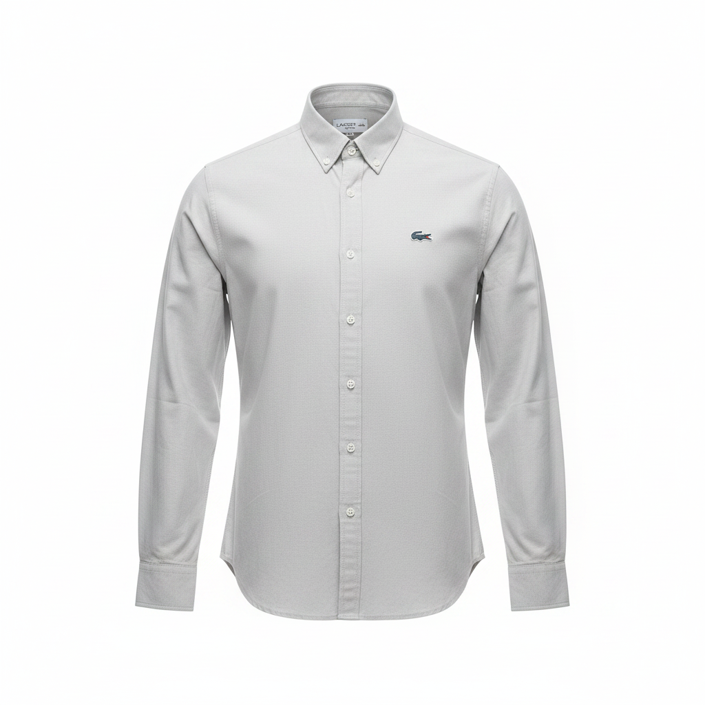 Light grey plain long-sleeved shirt ghost mannequin front view