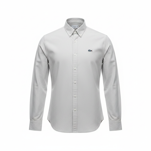 Light grey plain long-sleeved shirt ghost mannequin front view