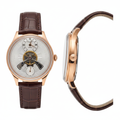 Men's Silver Dial Rose Gold Tourbillon Automatic Watch – Front and Side Ghost Mannequin View