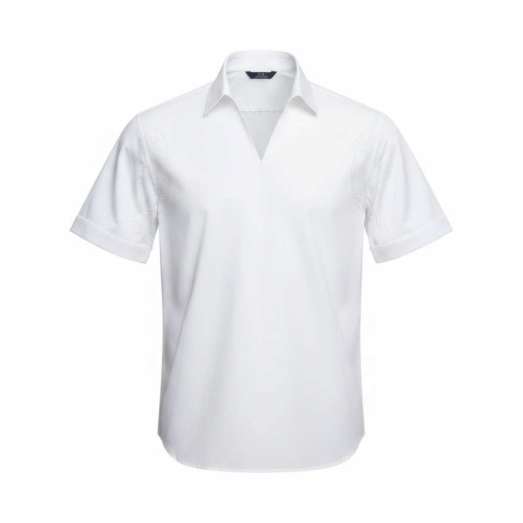 Ghost mannequin of plain white short-sleeved shirt