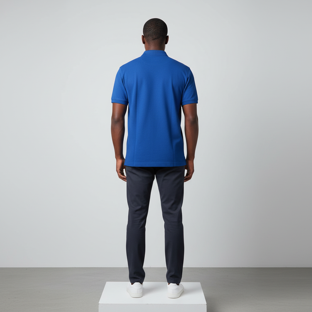 Royal Blue Polo Shirt – Model Back