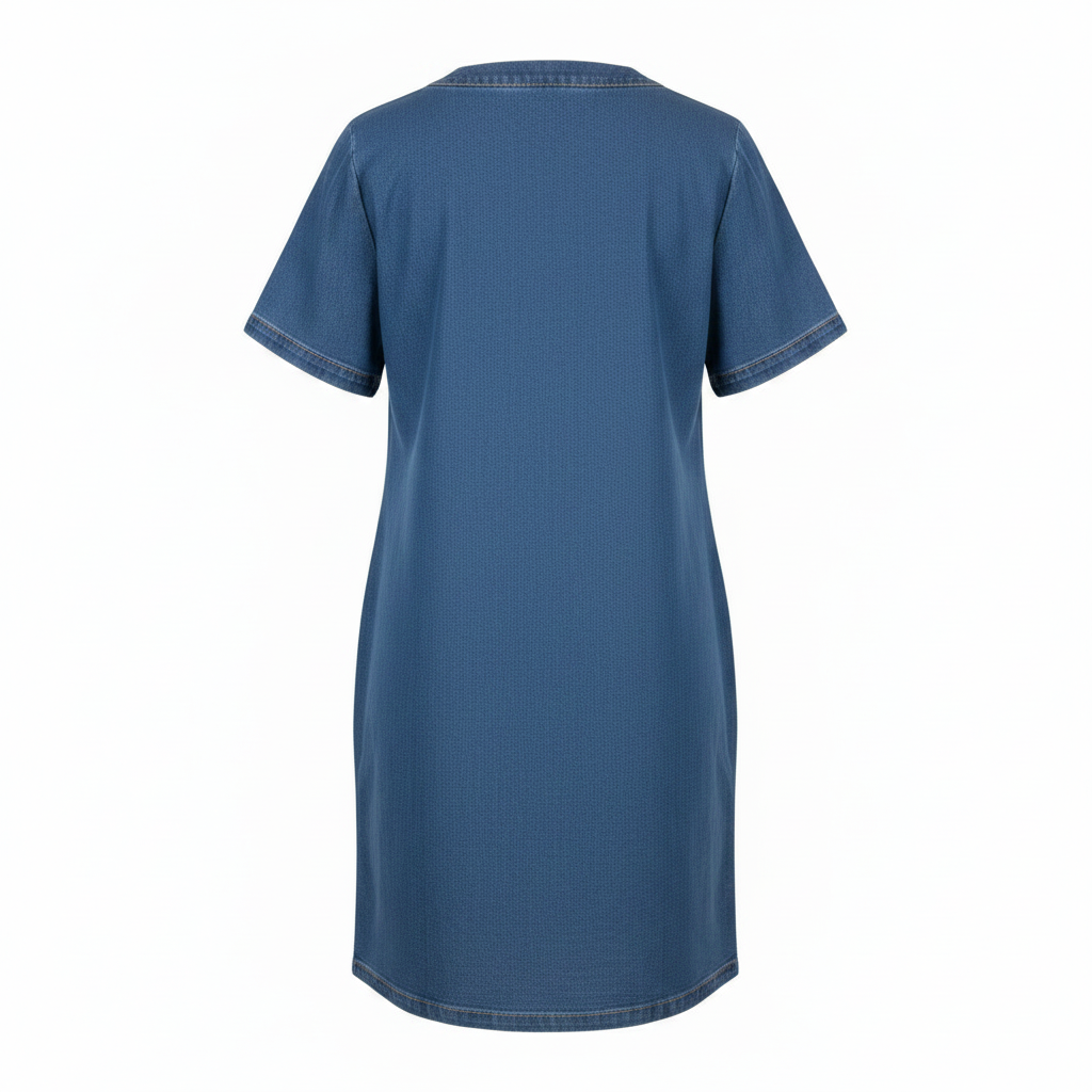 Blue Denim Mini Dress - Ghost Mannequin Back