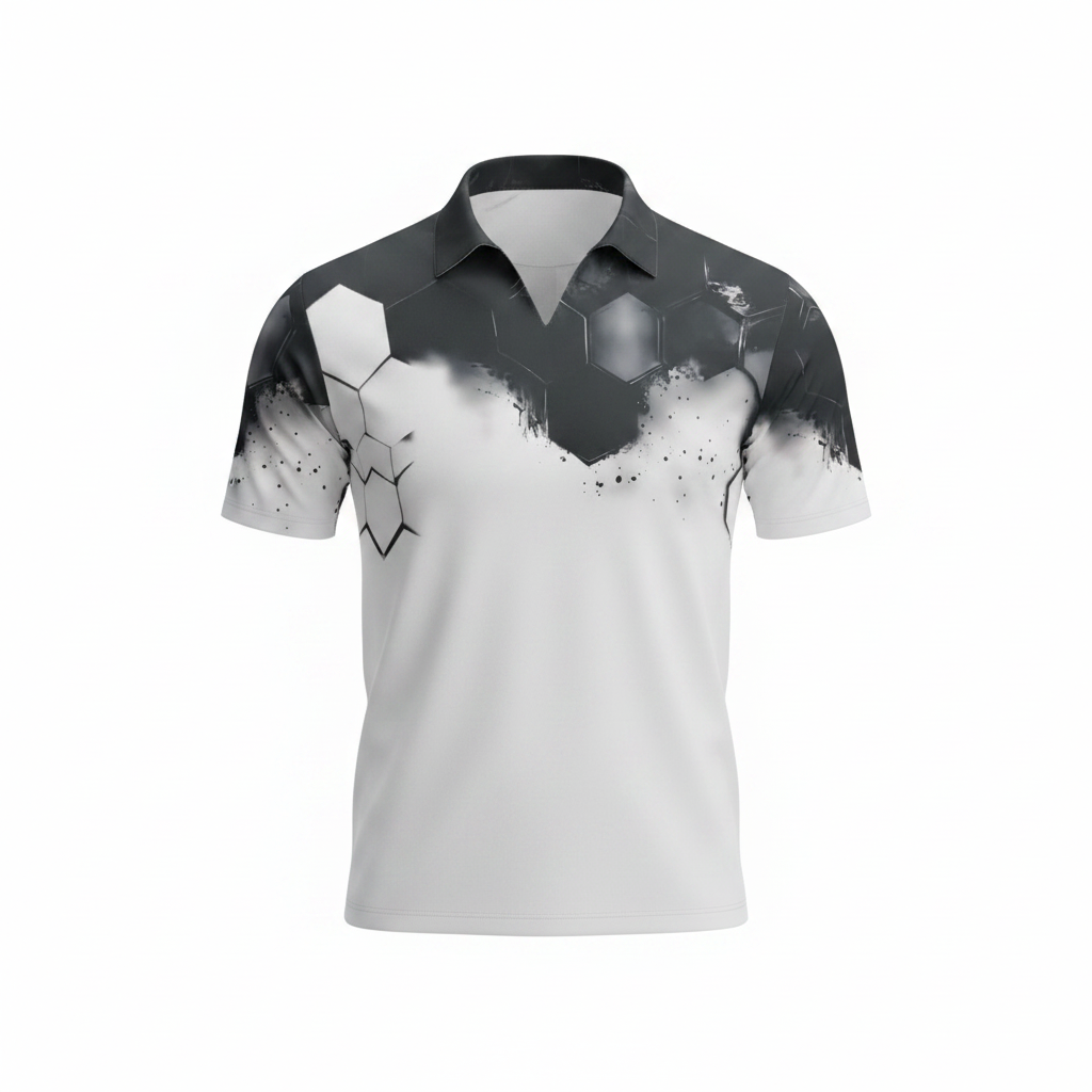 Hexagon Armour Print Short-Sleeved Shirt - Ghost Mannequin