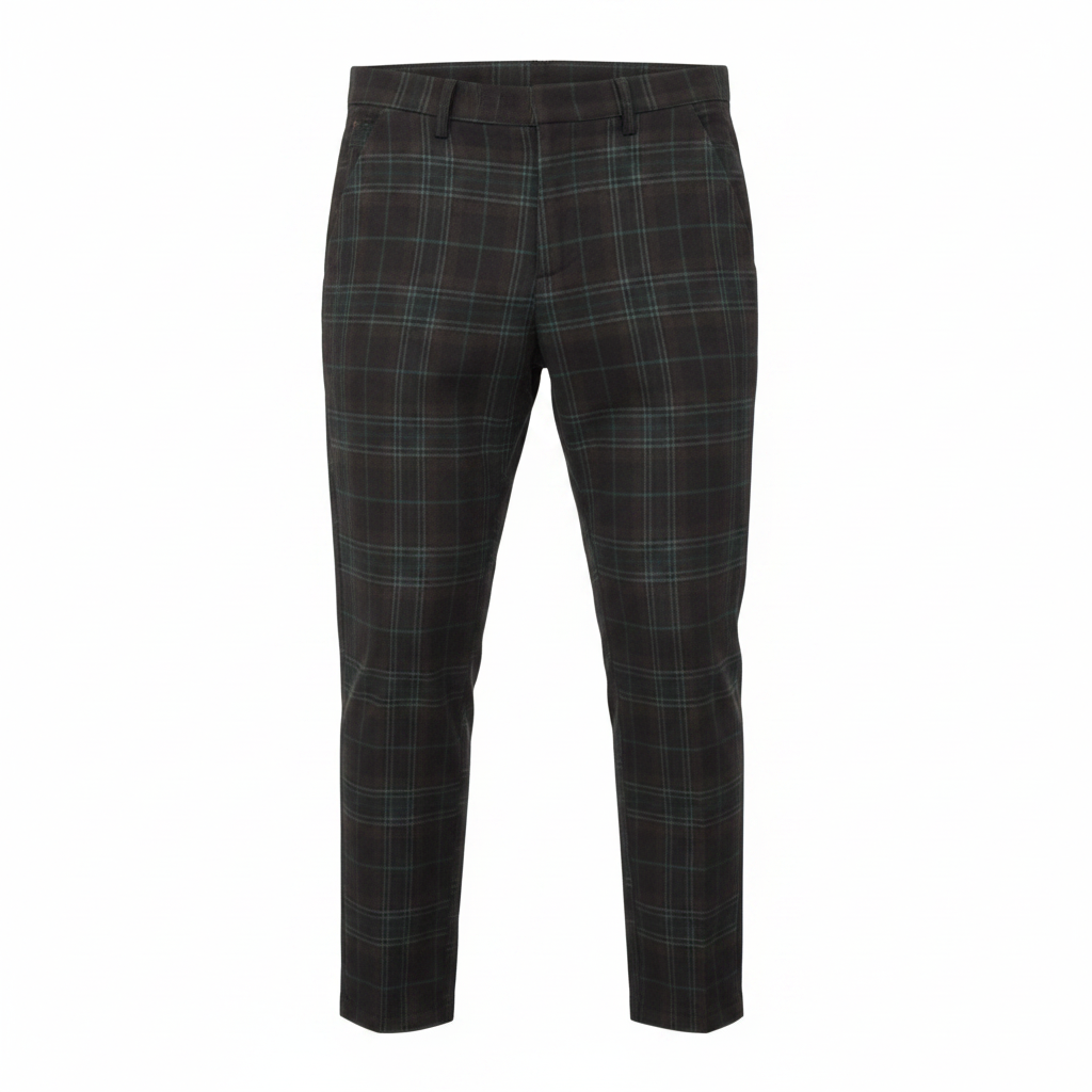 Men's Windowpane Check Trousers – Ghost Mannequin Dark Brown