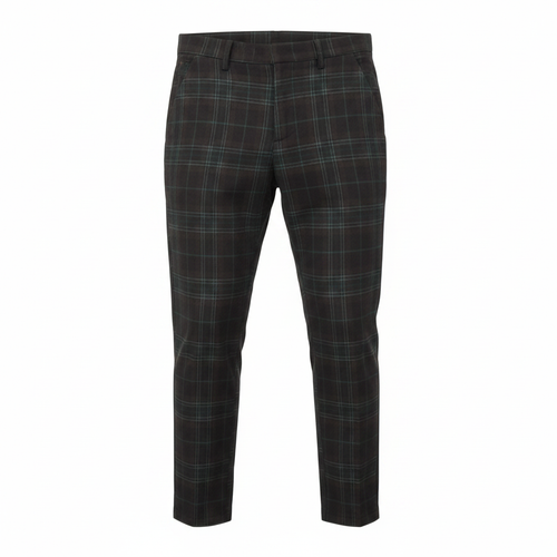Men's Windowpane Check Trousers – Ghost Mannequin Dark Brown