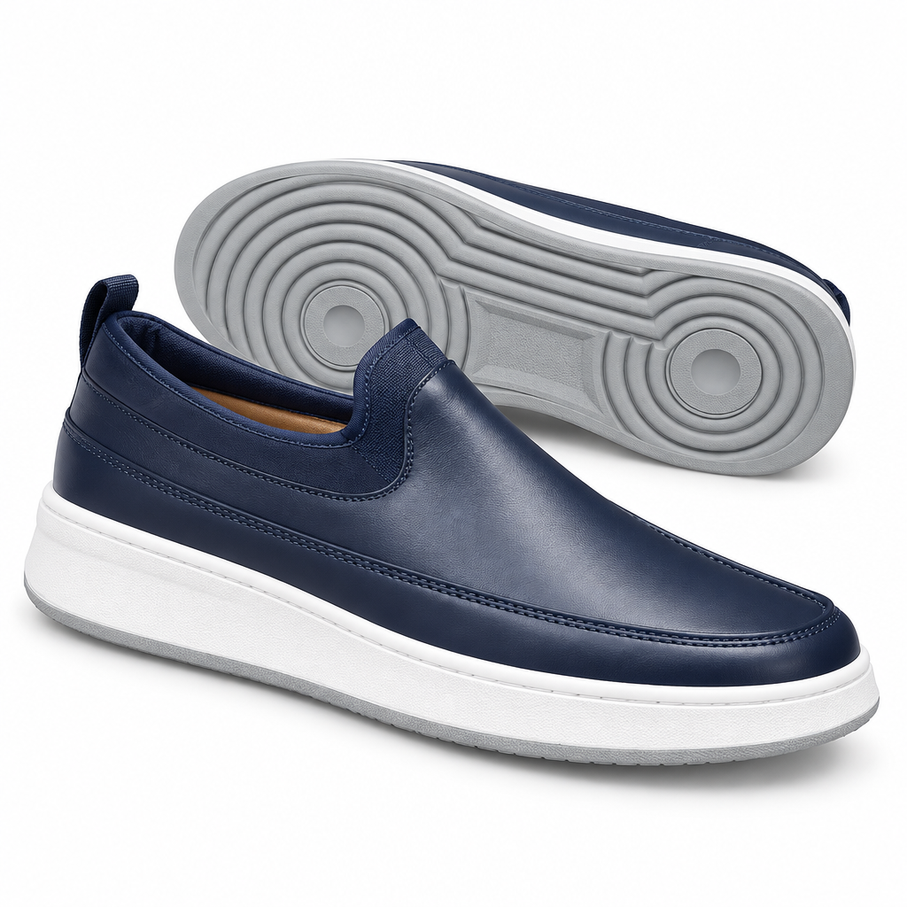 Navy Leather Slip-On Platform Sneaker – Ghost Mannequin