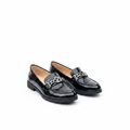 Layinka Store Black Croc Patent Letter-Chain Loafers – Catalog Shot