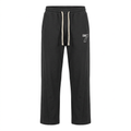 Men’s black number-print joggers with cream drawstrings, generated ghost mannequin view