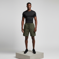 Olive Woven Athletic Shorts - Model Shot