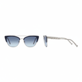Women's cat-eye navy blue double frame sunglasses – front and side ghost mannequin view on white background
