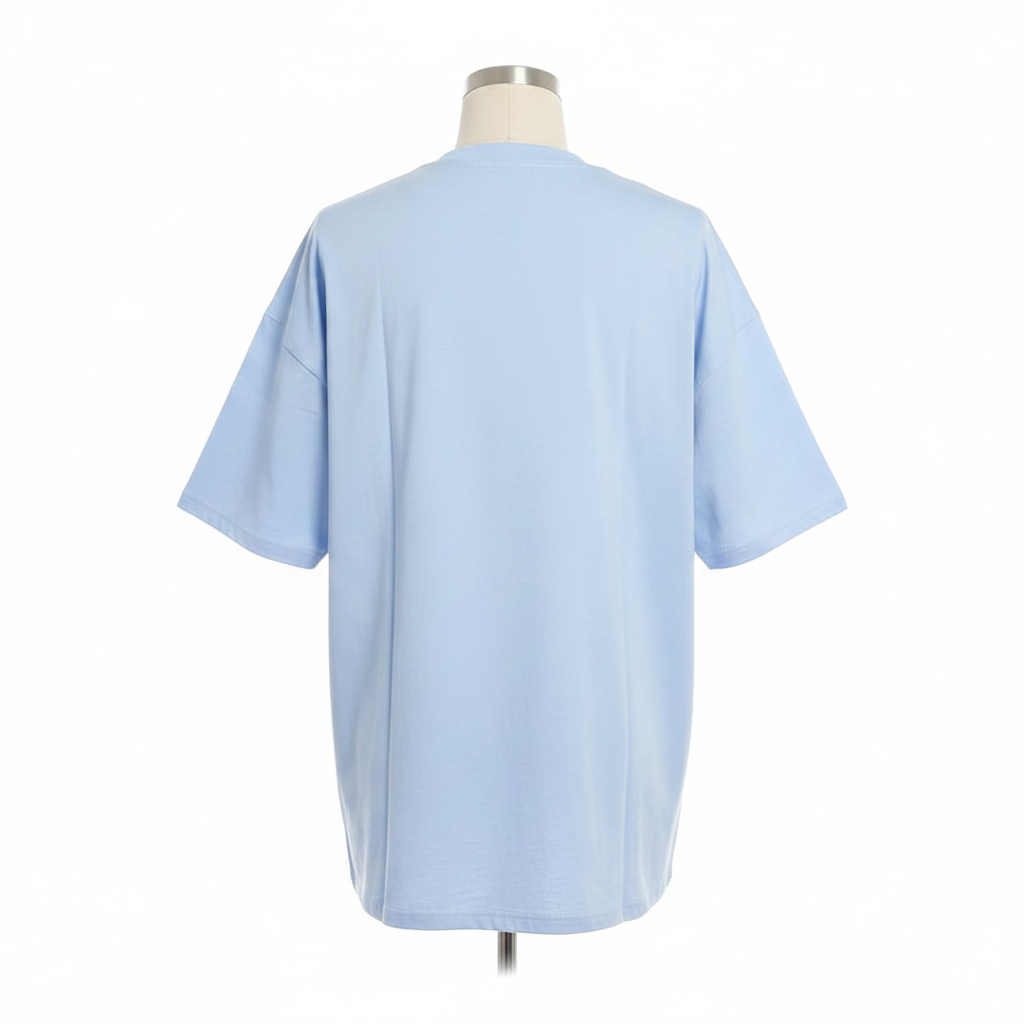 Baby Blue FRKc Dgp EmPathy Text Graphic Short-Sleeved Shirt - Ghost Mannequin Back
