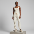 Cream Relaxed Fit Jogger Trousers - Model Front View