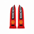 Red and black football fan scarf ghost mannequin front view