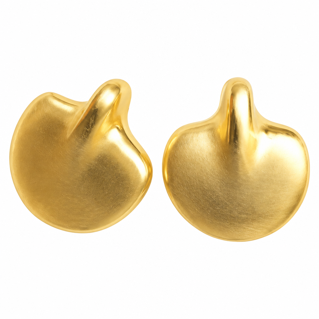 Gold Chunky Abstract Sculptural Stud Earrings – Catalog Shot